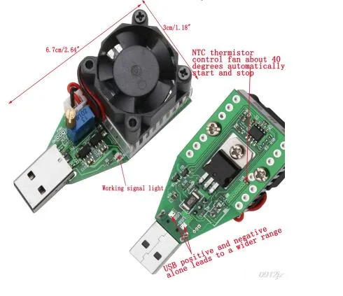 Qualidade superior 2 pçs / set dc 3.7-13 v usb 15 w corrente constante ajustável eletrônico load discharger