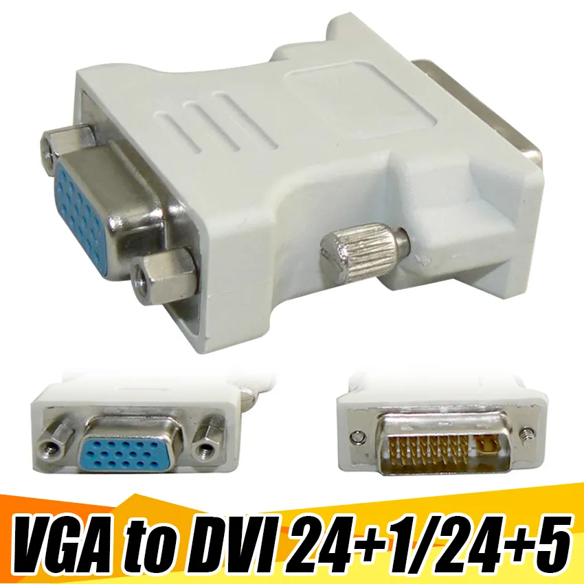 500 stks / partij DVI DVI-I (M) 24 + 1 24 + 5 PIN naar VGA Video Converter / Adapter Hot Koop Gratis verzending