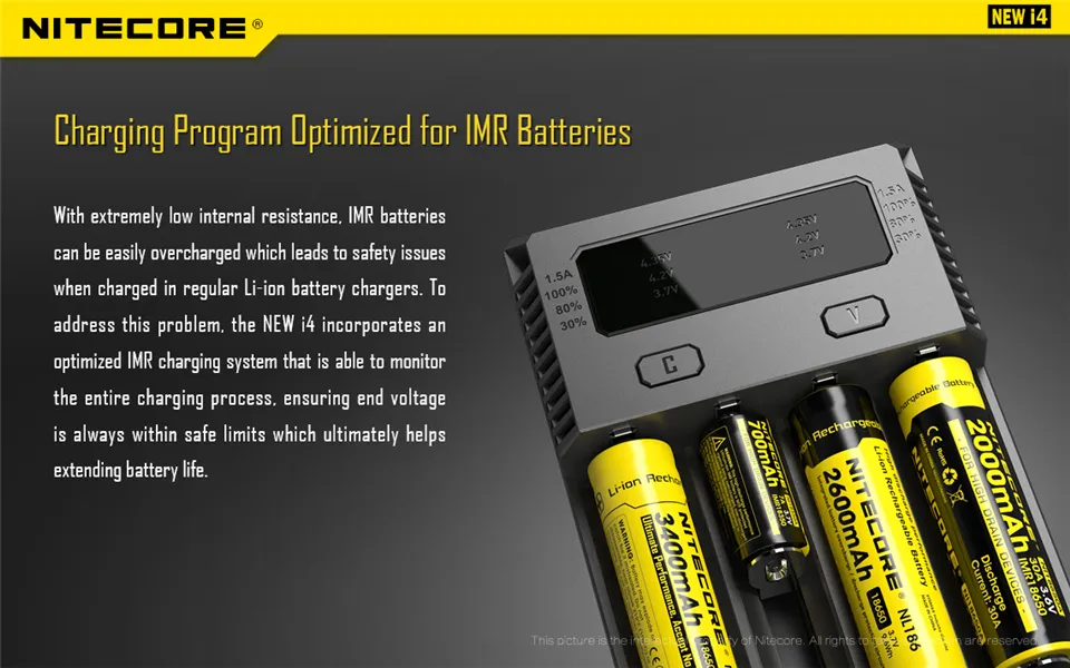 Nitecore D4 D2 I4 I2 Digicharger LCD Intelligent Circuitry Global Insurance li-ion 18650 14500 16340 26650 Battery Charger 