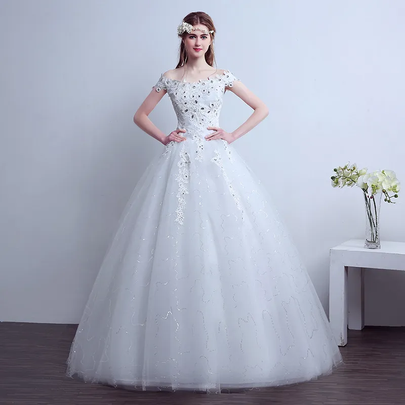 Campione reale Formato personalizzato 2018 Abito da sposa semplice Scollo a barchetta Abiti da sposa Vestido De Noiva Brautkleid Robe De Mariage Gelinlik