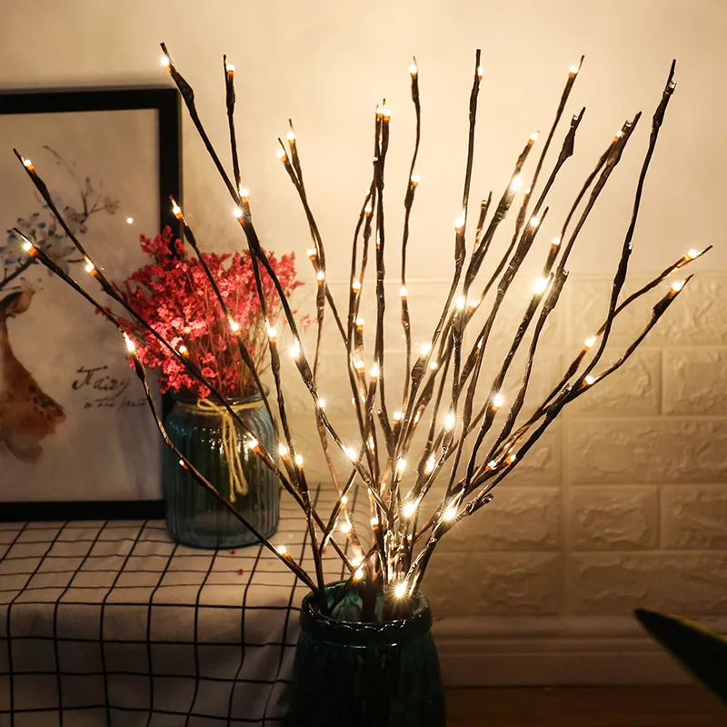 LED Strings Willow Oddział Lampa Kwiatowe Światła 20 Żarówki Home Boże Narodzenie Party Garden Decor Drzewo Sznurki Urodzinowe Prezenty Prezenty
