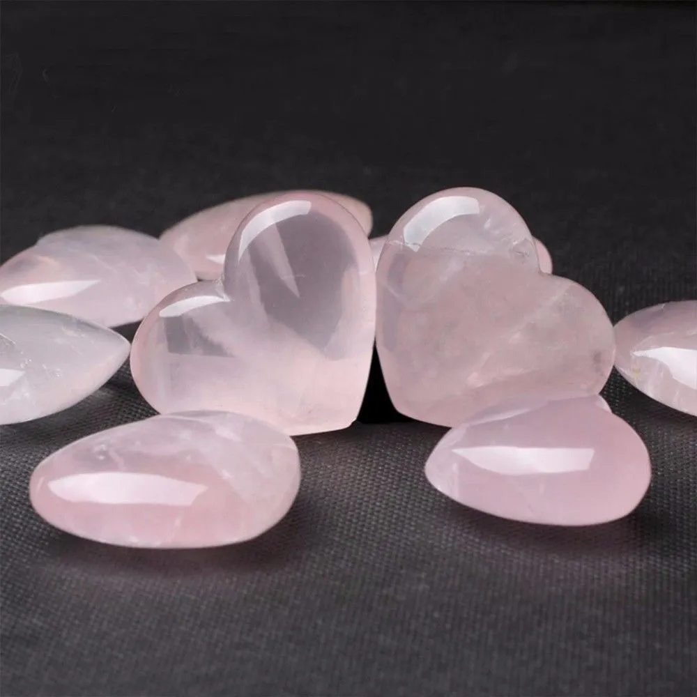 Natural Rose Quartz Heart Shaped Pink Crystal Carved Palm Love Healing Gemstone Lover Gife Stone Crystal Heart Gems