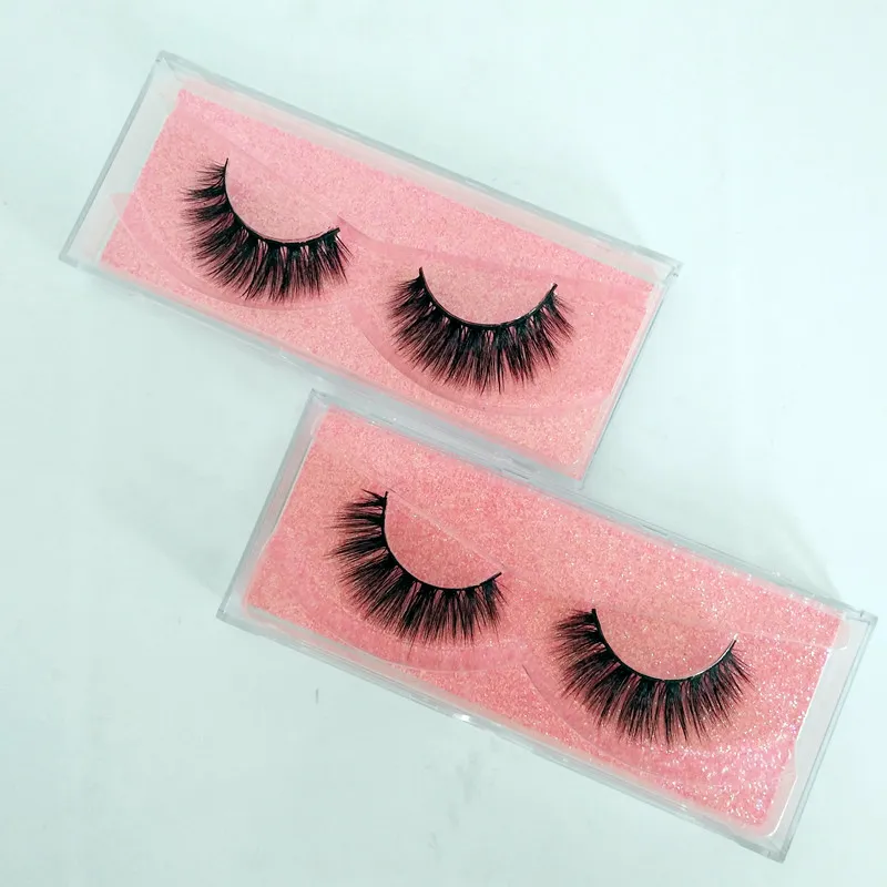 Partihandel 10st 3d mink charmig svart falskt ögonfransar kyskhet makeup skönhet fullband fransar topp eyelash förlängning handgjord privat etikett