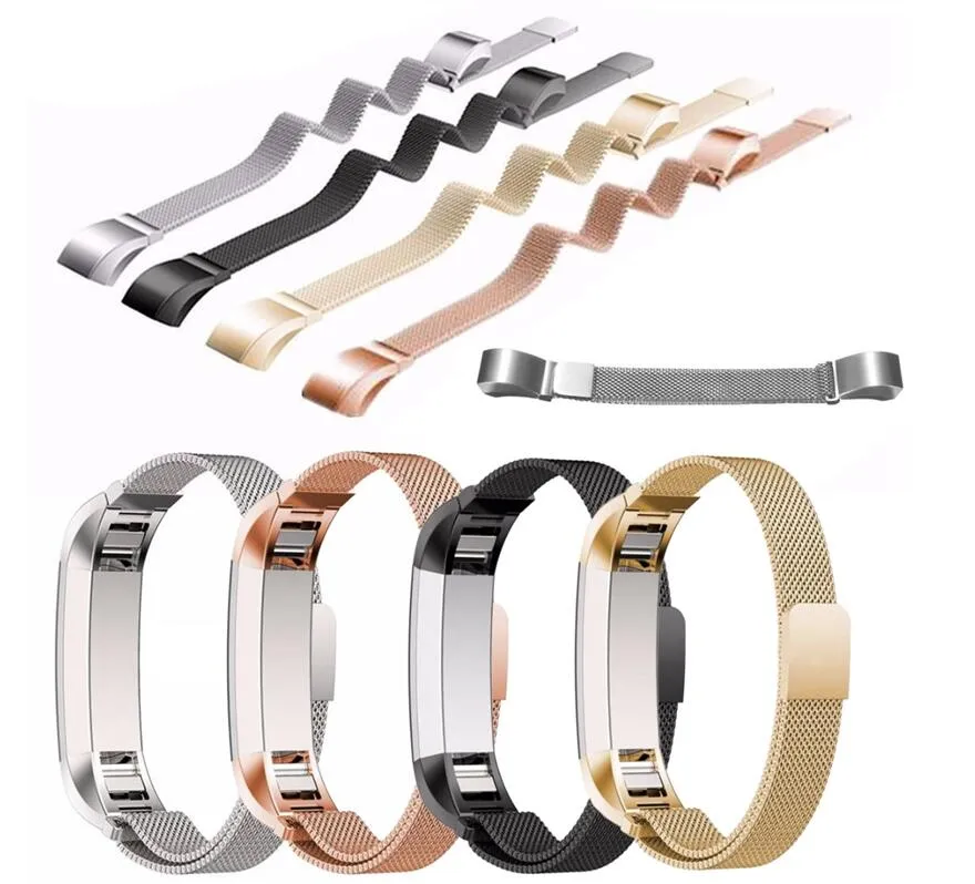 Nova cor para Fitbit Alta Magn￩tico Milan￪s Loop Banda de pulseira de metal rel￳gio Banda de a￧o inoxid￡vel pulseira de pulseira Acess￳rios para pulseira PK Charge 2