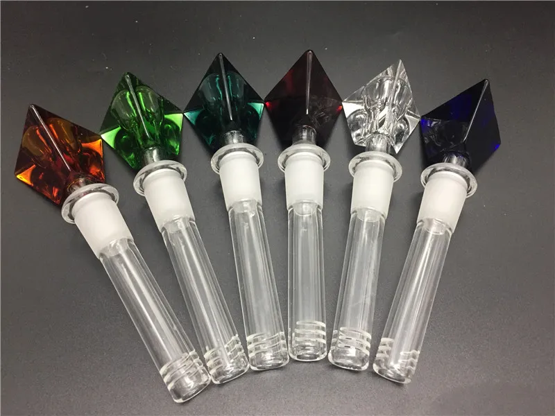 Hot Sale 10cm Längd Glas Downstem Diffuser Glas Downstems för Adapter Glas Bongs Down Stammar Med Diamanter Skål 14mm 18mm