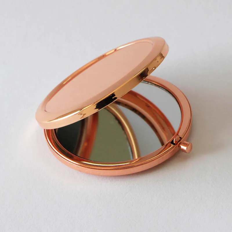 High quality Plain Rose Gold Double Sided Travel Compact Mirror Dia 70mm /2.75inch 