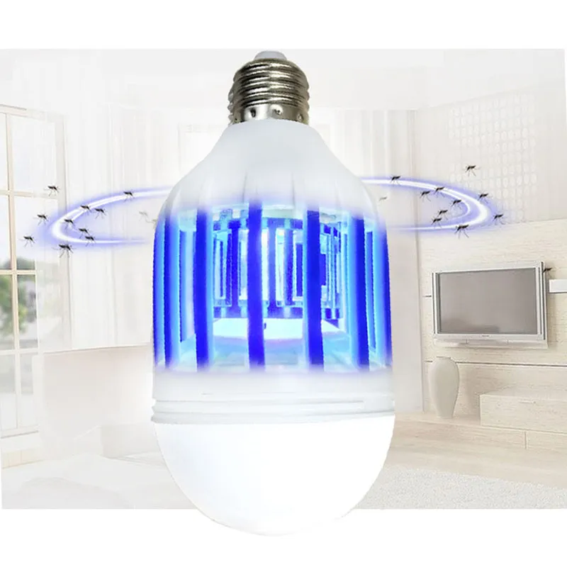 2 Mods E27 LED Mosquito Killer Lamp Bulb Electric Trap Light Electronic Anti Insect Bug Wasp Pest Fly Outdoor Greenhouse