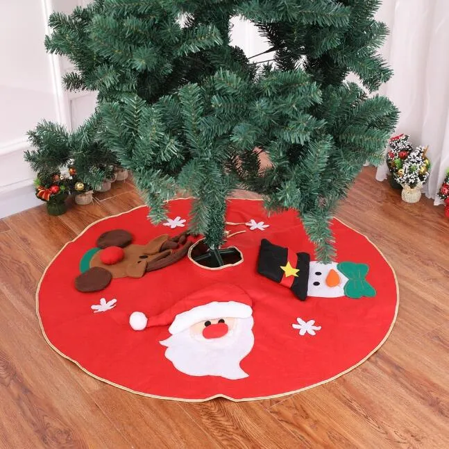 Fiyuer Gonna per Albero di Natale 3 PCS Christmas Tree Skirt Tappeto Rotondo per Decorazioni Natalizie Feste di Natale 