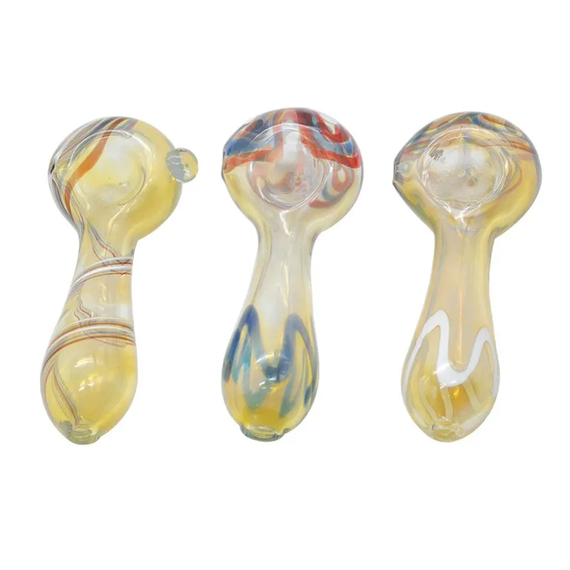 Thick Heady Glass Spoon Pipes 10CM Fumed Pyrex Colorful Spoon Smoking Accessories Oil Tobacco Pip for Smoking