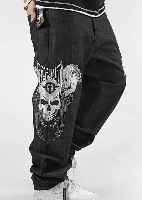 HIPHOP Street Dance Jeans Tide Herren Stickerei Totenkopf Street Motorrad Jeans Hip Hop Skateboard Herren Jeans Definitiv Disco Dance Hosen