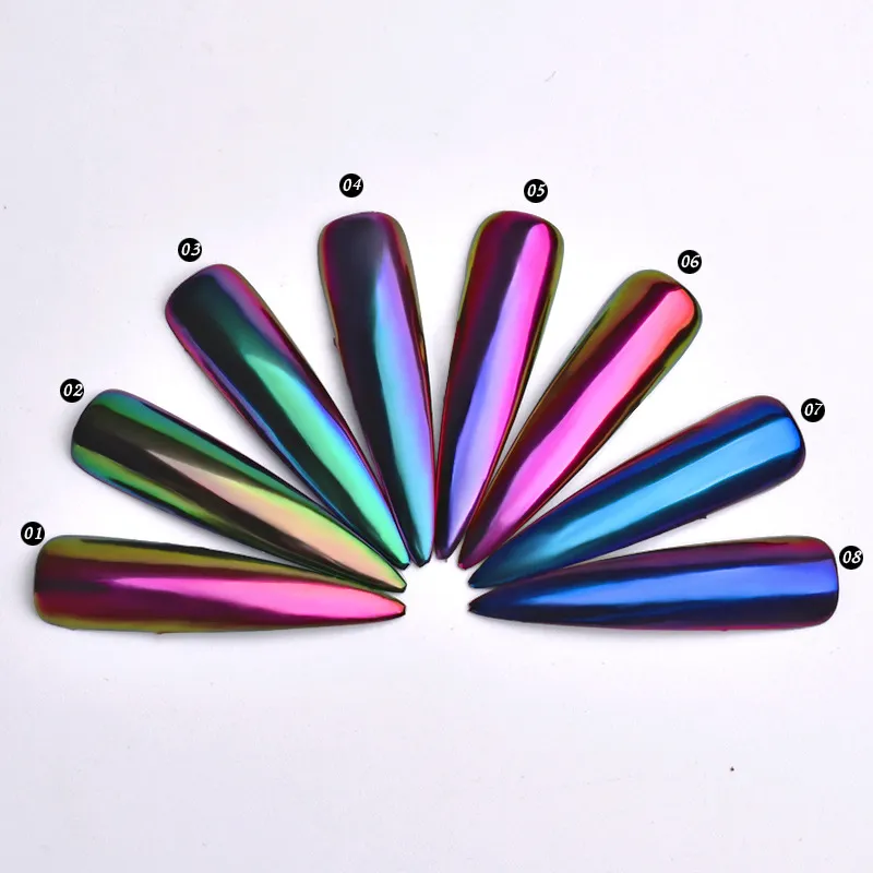 Wholesale optical chameleon mirror mirror magic color and variable flash nail glitter nail