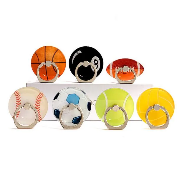 Boucle d'anneau support pour téléphone portable Porte-cadeau Creative basketball Football Tennis Acrylique support paresseux