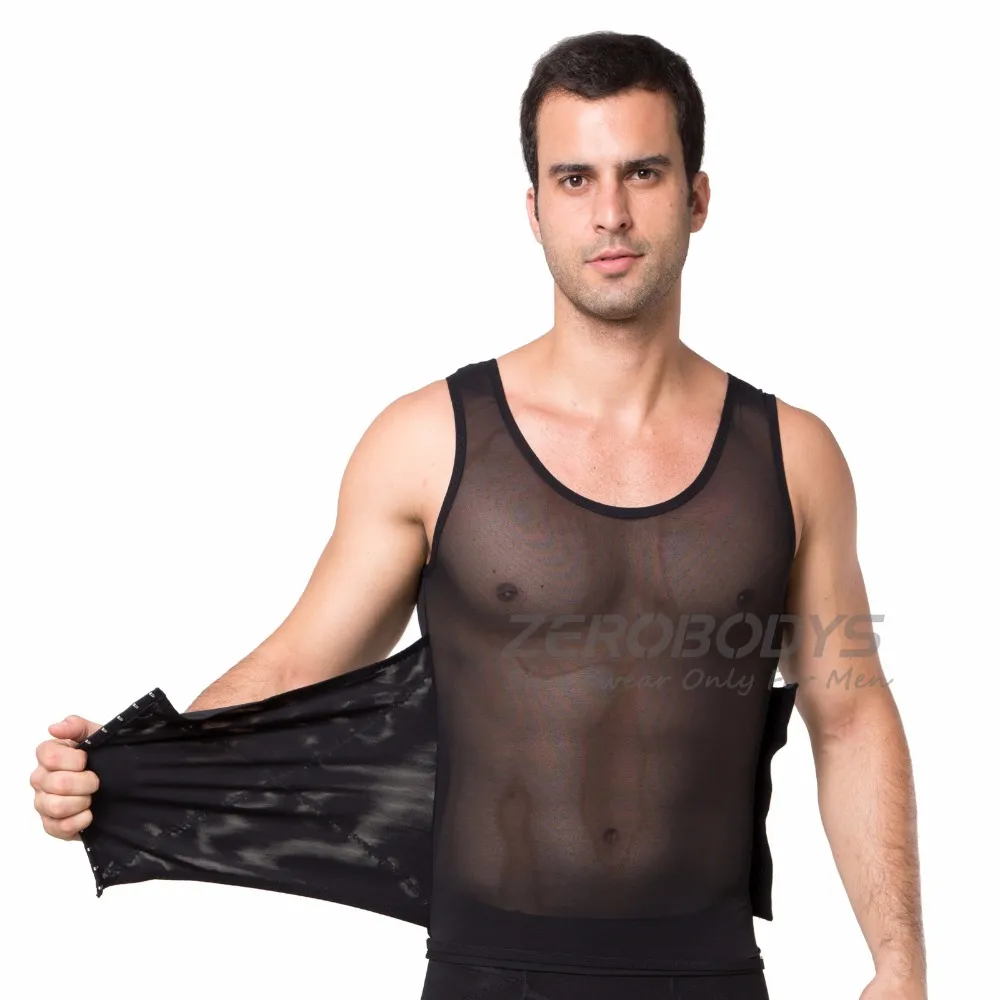 Midja korsetter män underskakar mens bodysuit västar kompression undershirt slim singlet slim öl mage bantning coret