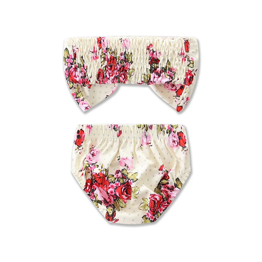 Bébé filles fleurs motif imprimé soutien-gorge Style hauts fleurs slips maillots de bain fendus enfants Spa maillots de bain princesse maillots de bain pour enfants 5 tailles a