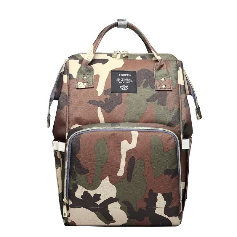 LEQUEEN Waterproof Mummy Diaper Bags Camo Print Backpack Large Capacity Baby Care Baby Bag Nappy Backpack