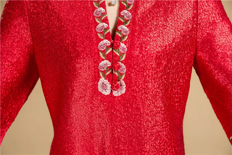ニュースプリング秋のチャイナ様式タンスーツトップ高品質中国の伝統的な女性服トップヴィンテージドレスプラスサイズQipaoブラウス