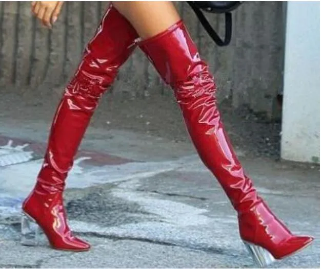 Transparent thigh high boots new arrivals