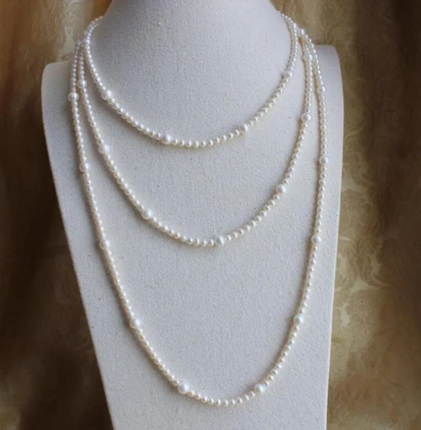Temperamento da donna con catena di maglione di perle naturali da 200 cm, perla d'acqua dolce 5-9 mm