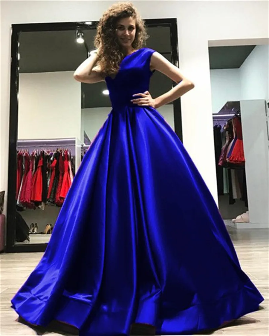Caroline Royal Blue Bling V-Neck Spaghetti Strap Evening Dress Simple For  Women A-Line Formal Prom Custom Made Robes De Soirée - AliExpress