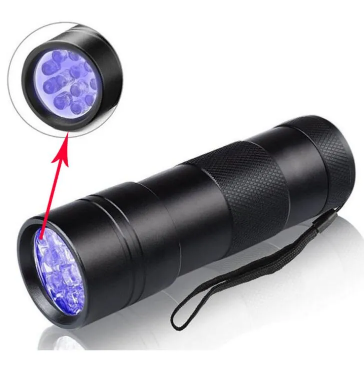 12 LED UV-Taschenlampe, Ultraviolett, Camp-Lampe, Taschenlampe, Anti-Fälschungs-UV-Blitzlicht, tragbare Mini-Nageltrockner, LED-Taschenlampen für Outdoor-Wandern, Radfahren