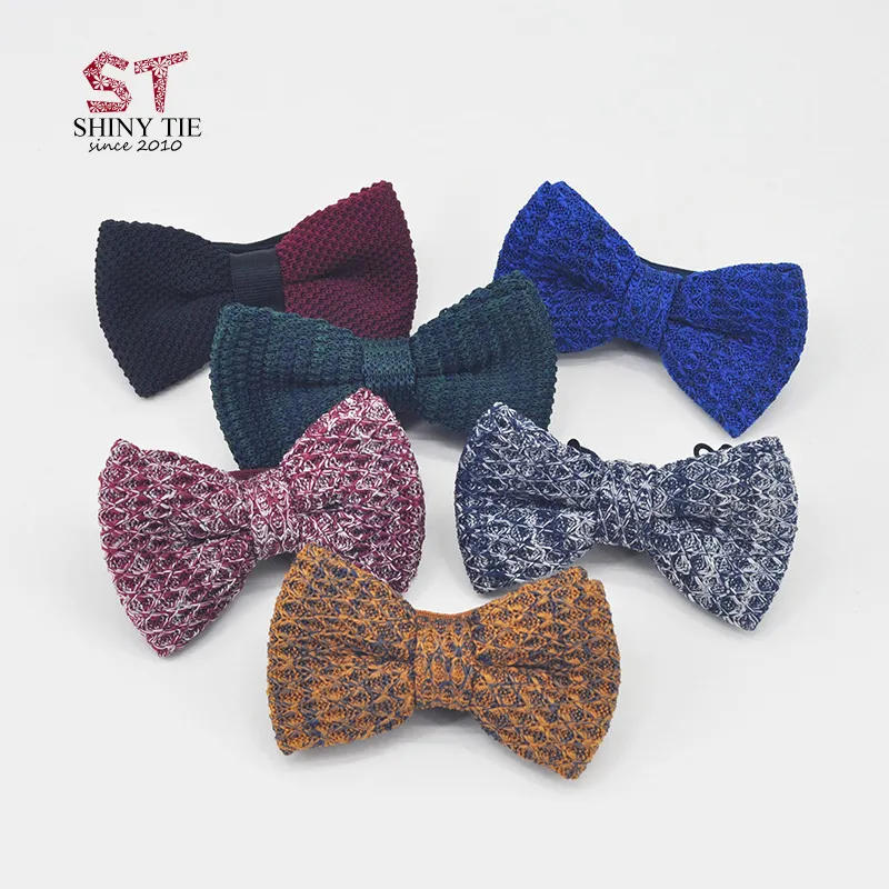 2017 Fashion Knitted Bow Ties For Men Threads Cotton Butterfly Two-tone Solid Color Bowtie Knit Woven Female Women Neckware Gift
