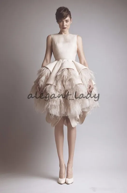 ASHI ESTUDIO CREVELHO DE CHEPENHO DE CHEPENHO DE CETO CETINO CETINO CURTO A-LINE ETANTENS DOURNES Witi Avestrich Feather Prom Celebrity Vestidos Krikor Jabotian