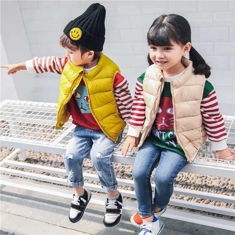 Kinder Winter Weste Kleinkind Jungen Daunen Mäntel Weste 6 Farbe Mädchen Infant Baby Pelz Weste Ärmellose Kinder Herbst Windjacke