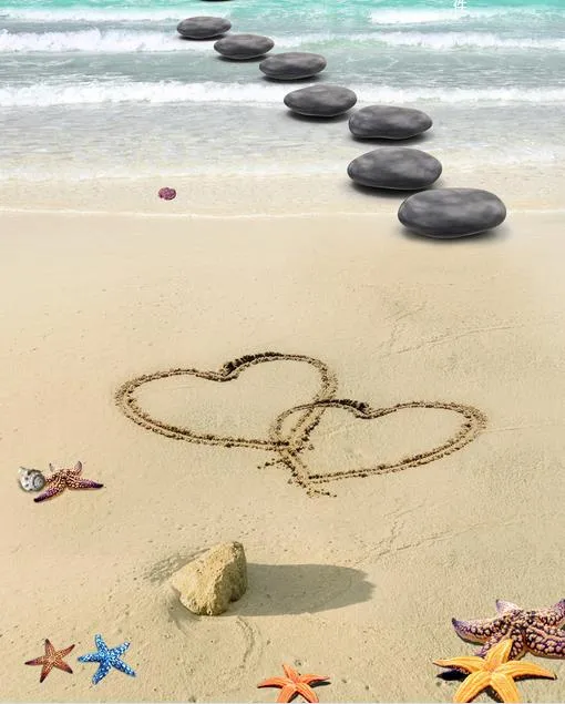 Malarstwo Zdjęcia Plaża Starfish Shells Kamień Łazienka 3D Płytki podłogowe Wodoodporna tapeta PCV