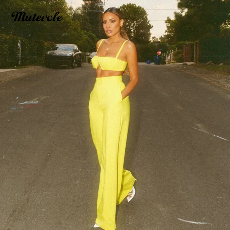 YELLO / PALM TANK TOP AND PANTS SET