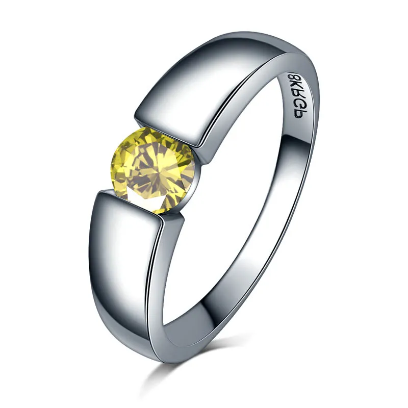 Anel de casamento feminino charmoso Zircão Vermelho Roxo Vermelho Verde Azul Amarelo amarelo Pedra Amarela Prata Dourada Comércio por grosso para 011730