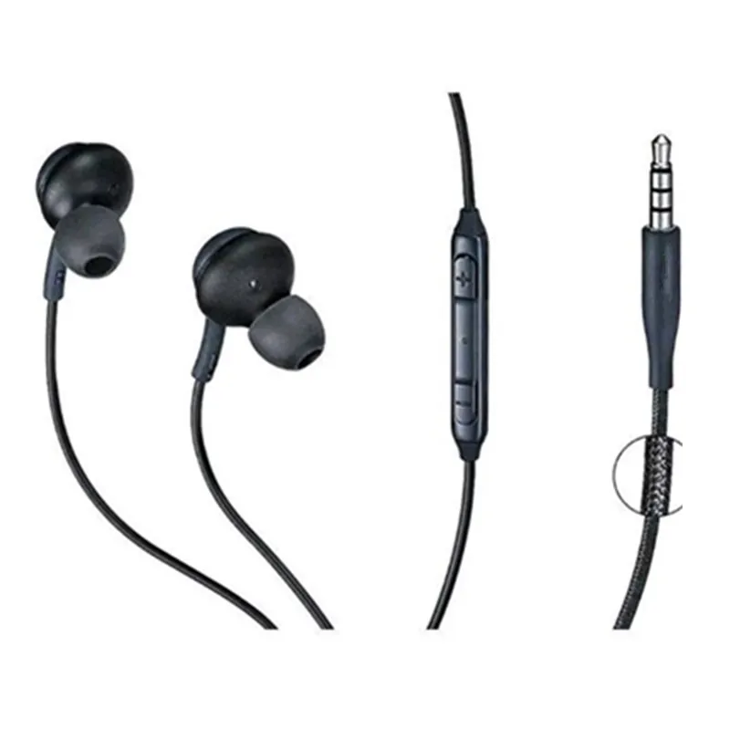 Black Wired In Ear Headphones with Microphone Volume Control for Samsung Galaxy S8 S8 Plus S6 S7 Note 8 More 2024 Universal Compatibility