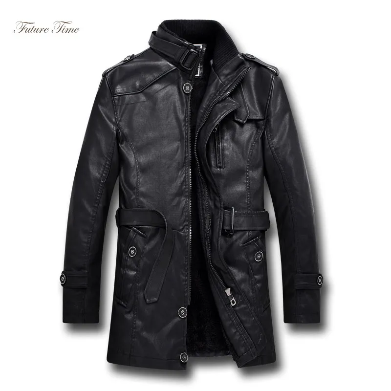 Hommes veste beau PU fourrure cuir vêtements Long lavé Locomotive manteau col montant Plus velours coupe-vent hommes StreetwearWY020