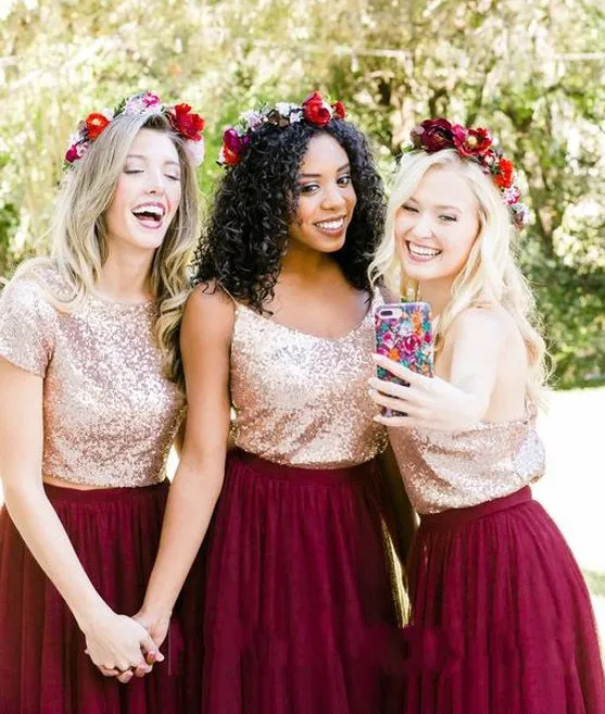 Floral Bridesmaid Dresses: Elegant Long Rose Gold... From Lovemydress,  $77.12 | DHgate.Com