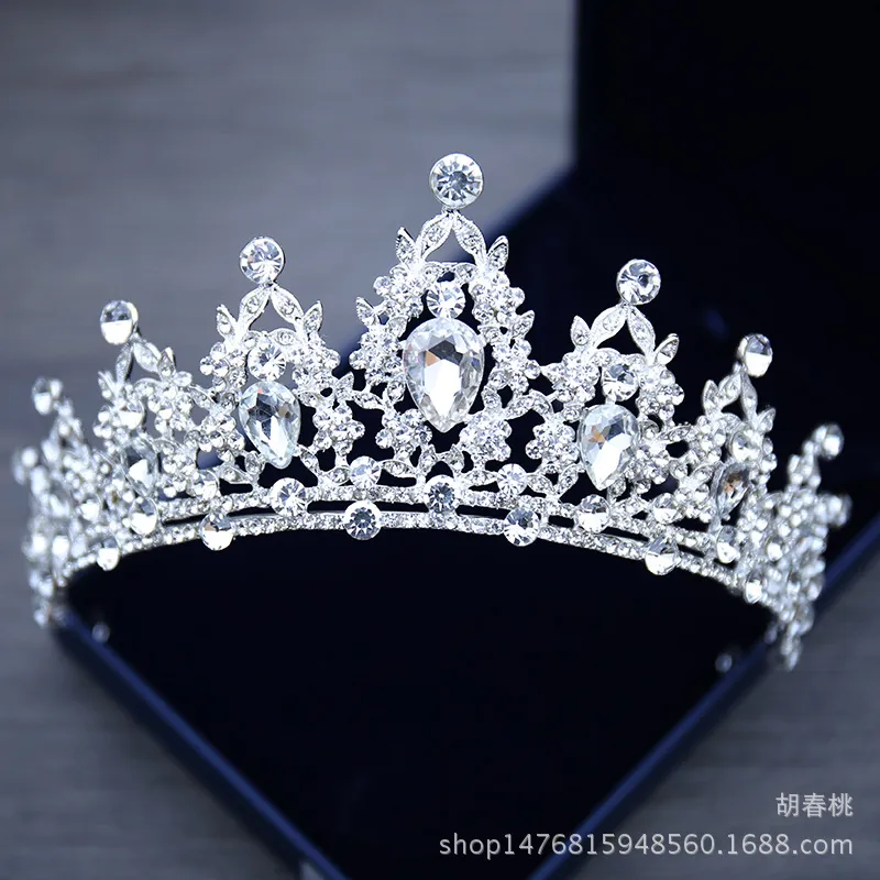 Joyería nupcial Tiara tocados de cristal blanco de novia de princesa vestido de novia Celada