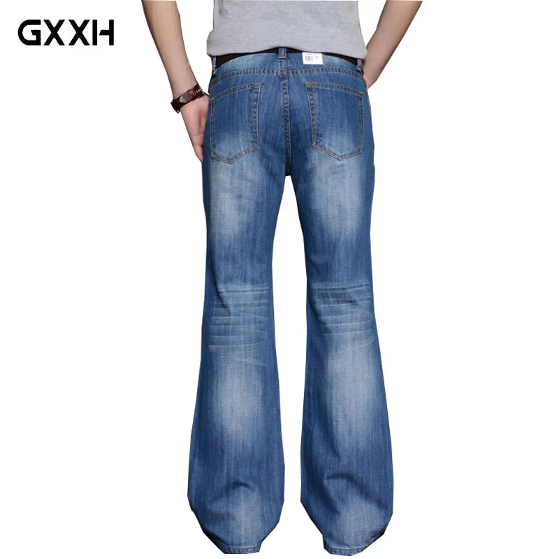 2018 Mens Jeans svasati con gamba svasata Gamba svasata Vestibilità ampia Vita alta Designer maschile Jeans classici in denim Pantaloni Bell Boom