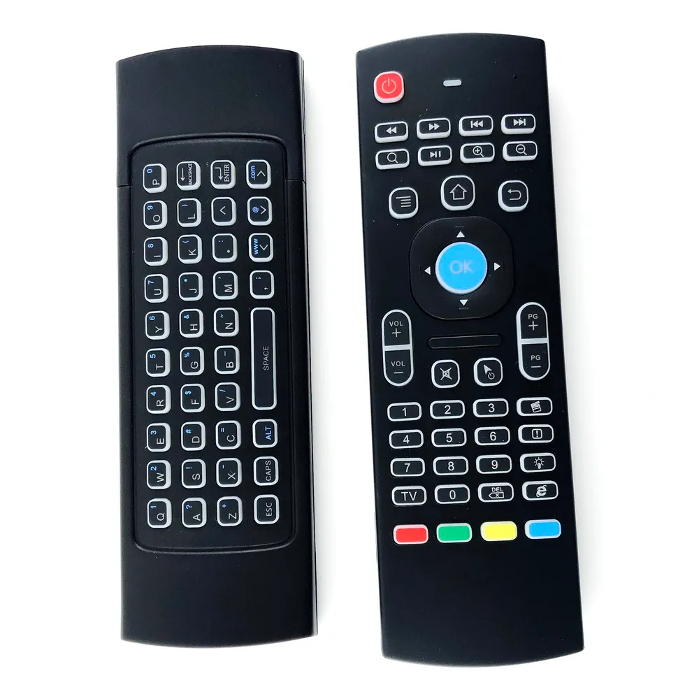 X8 Backlight Mx3 لوحة مفاتيح مع IR Learning Qwerty 24g اللاسلكي التحكم عن بُعد 6Axis Fly Air Mouse Gampad for Android TV Box I82601015