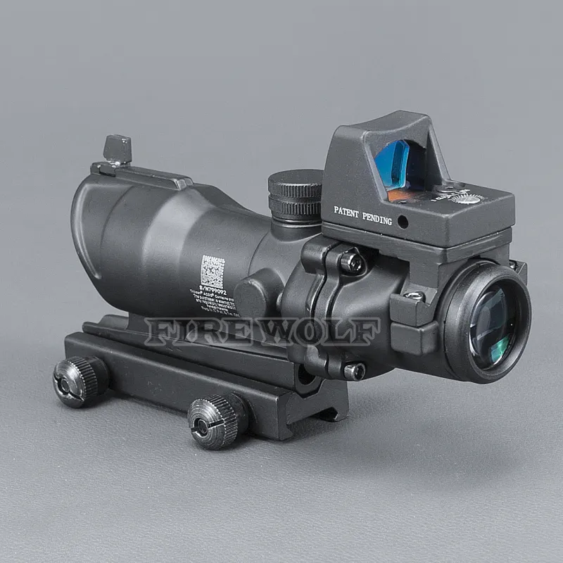 Trijicon ACOG -stil 4x32 Omfattning med Docter Mini Red Dot Light Sensor svart för jakt gratis frakt