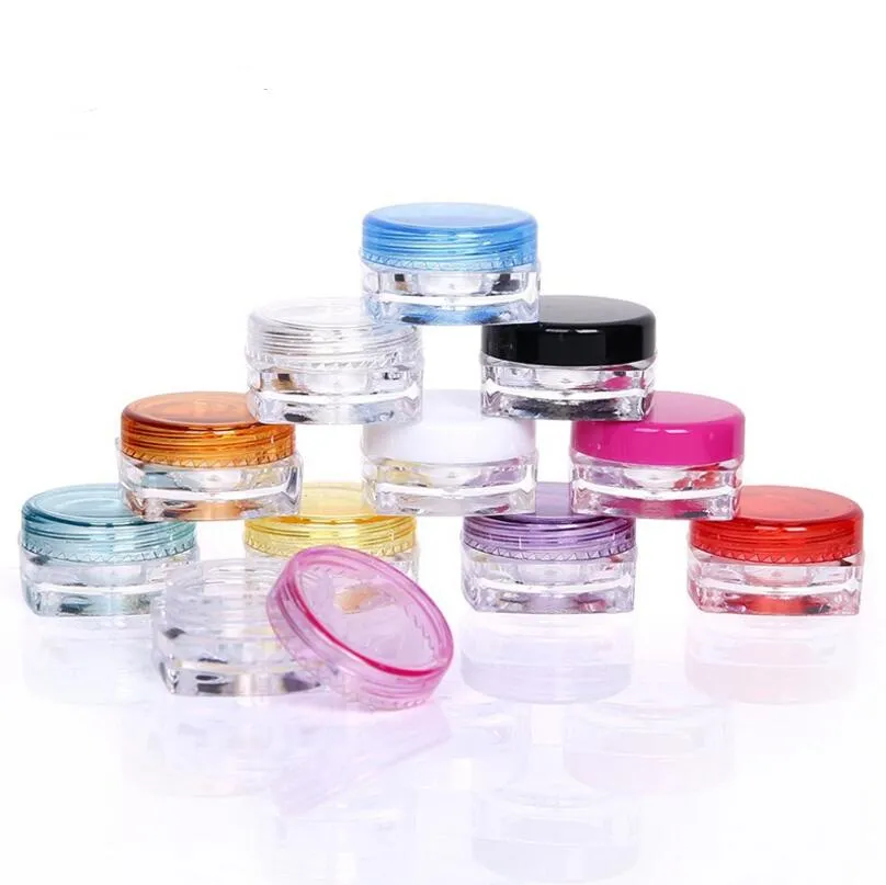 5g Acrylic cream jar plastic cosmetic container makeup sample jar, square base cream box LX1105