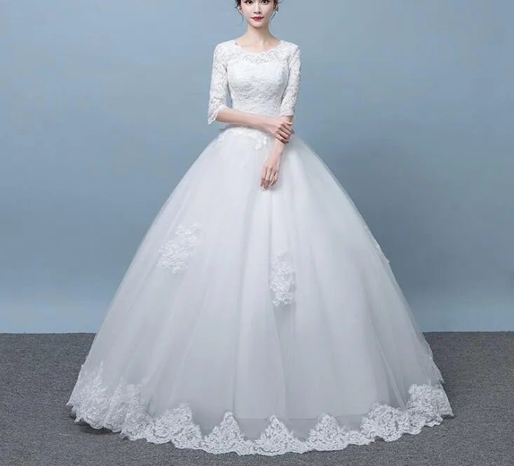 Real Photo Vintage Lace Up Ball Brautkleider 2018 Maßgeschneiderte Plus Size Braut Brautkleider Kostenloser Versand
