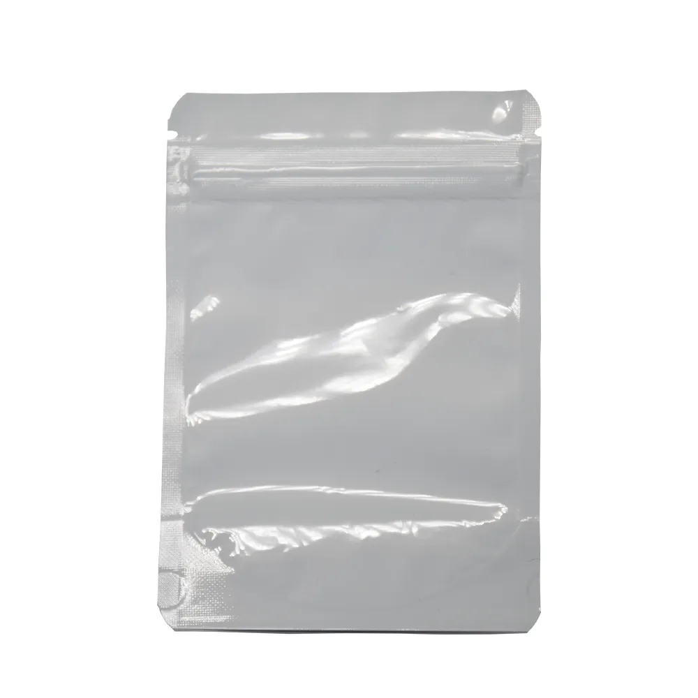 8,5x13cm 200 unids/lote blanco Doypack papel de aluminio Zip Lock bolsa de embalaje de alimentos Grip Seal Mylar Foil Zipper bolsas de embalaje resellables de alimentos a granel