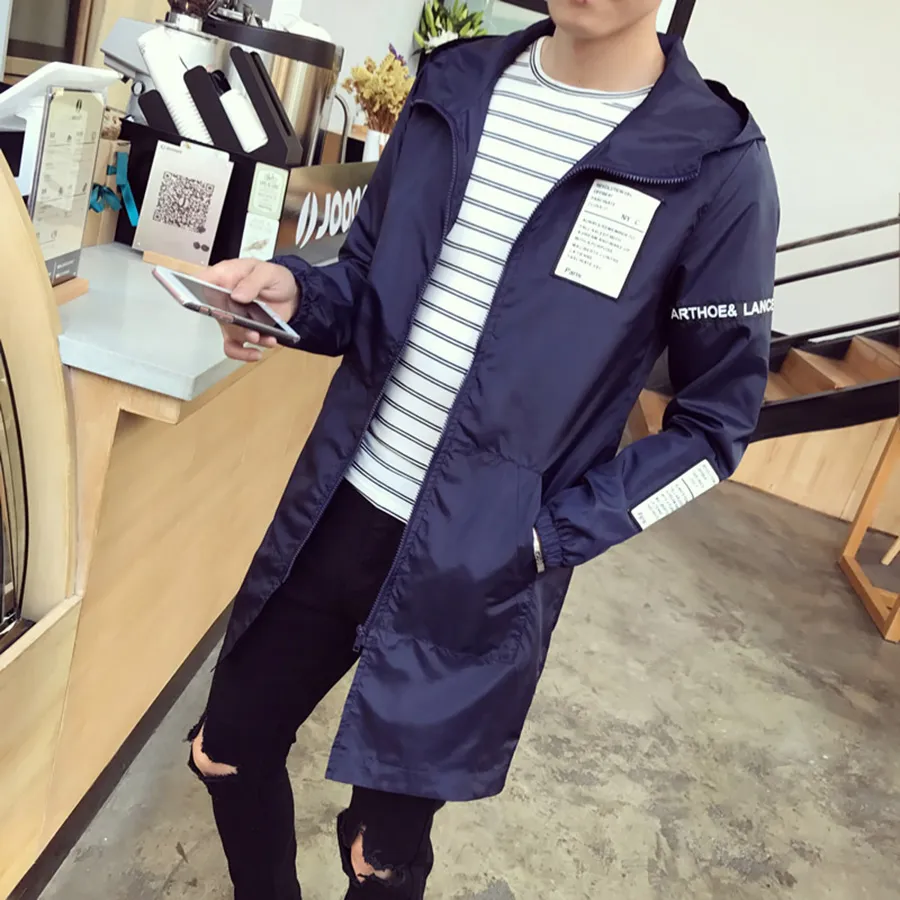 Trench Coat Men Spring Slim Fit Cooled Corean Styl