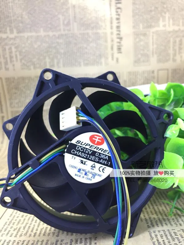 original superred cha9212esah1 9025 9cm 4wire 4pin 12v 0 36a pwm cooling fan