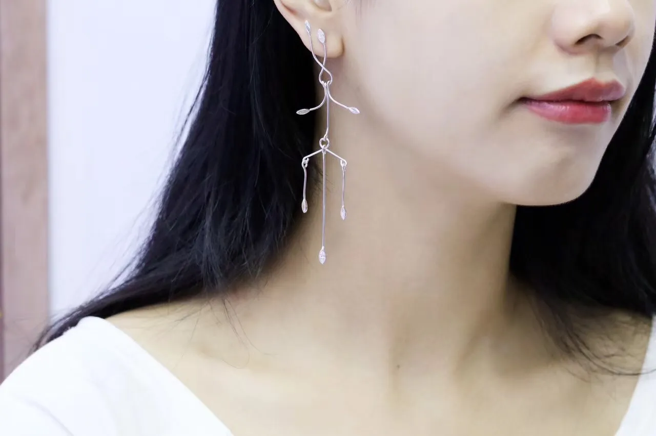 925 Solid Silver Jewelry Threader Earrings Long Line Handmade Minimalist Fashion Modern Earrings