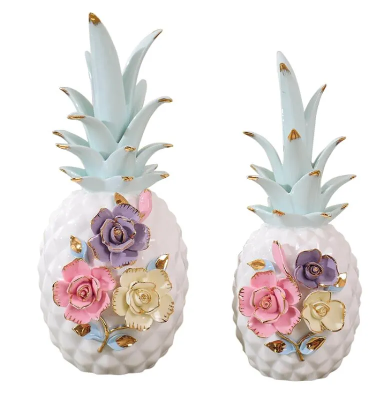 Creatively ceramic simulation abstract pineapple statue home decor crafts room decoration objects porcelain figurine gift