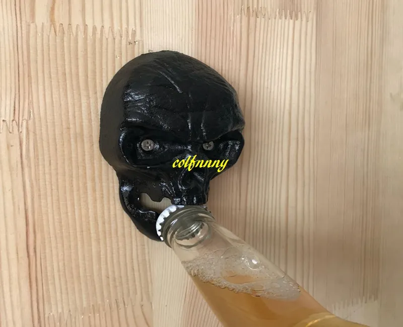 Fast shipping Antique cast iron Skull WALL Mount Bottle Opener hang wall beer bottle opener
