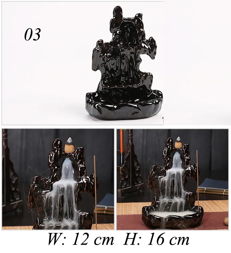 Dingsheng Porcelain Black Glaze Incenso Cerâmica queimador Monk Stick Stick Backflow Incense Burner Decoração Buddhist Home Aromathe6581176