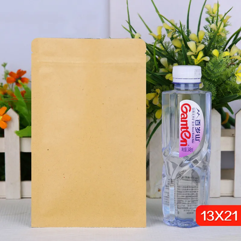 13 * 21 cm papel Kraft de fundo plano auto-selante embalagem de alumínio folha de alumínio fosco produtos secos à prova de umidade-selo anti-corrosão saco de alimentos