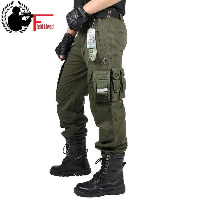 Cargo Pants Overalls Mannelijke Mens Army Kleding Tactische Broek Militaire Werk Draagt ​​veel Pocket Combat Army Style Rechte Broek