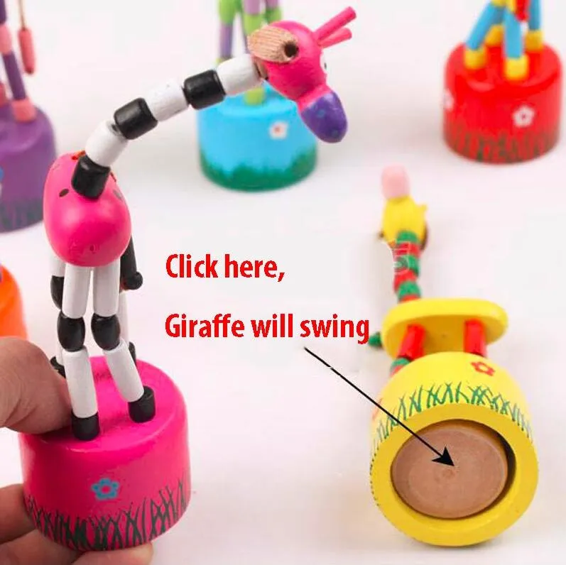 Färgglada träblock Rocking Giraff Toy för Baby Barnvagn Toddler Kids Educational Dancing Wire Toys Kids Pram Tillbehör