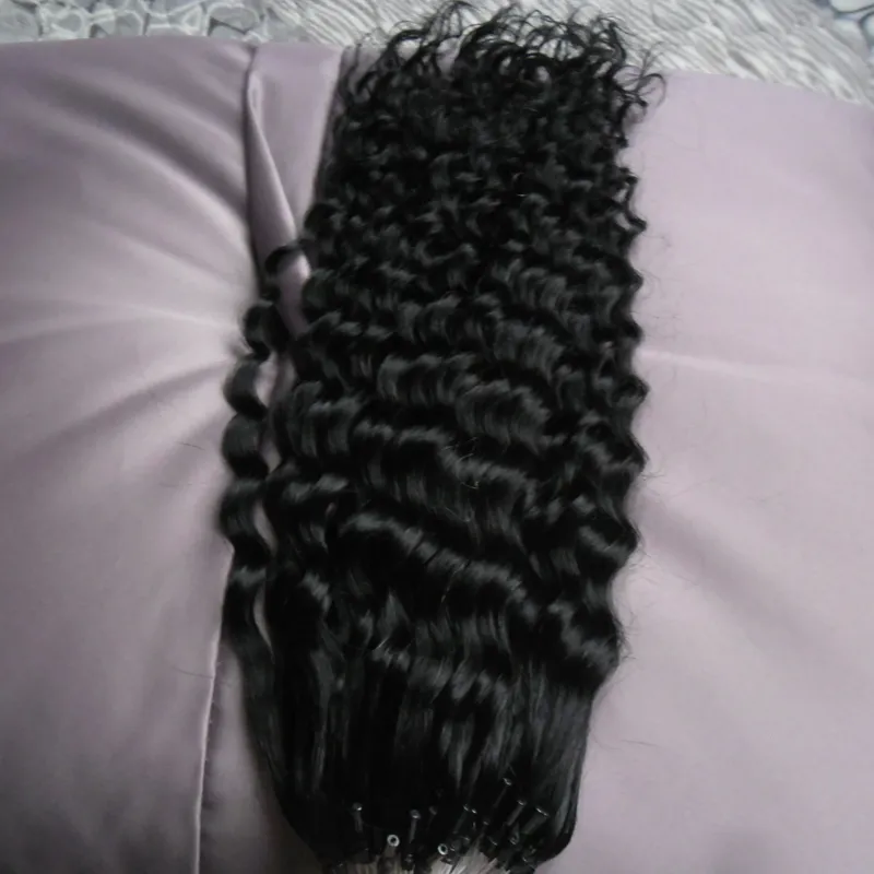 100g Deep Wave Loop Micro Anel Cabelo 100% Humano Micro Bead Links Máquina Machine Feito Remy Hair Extension